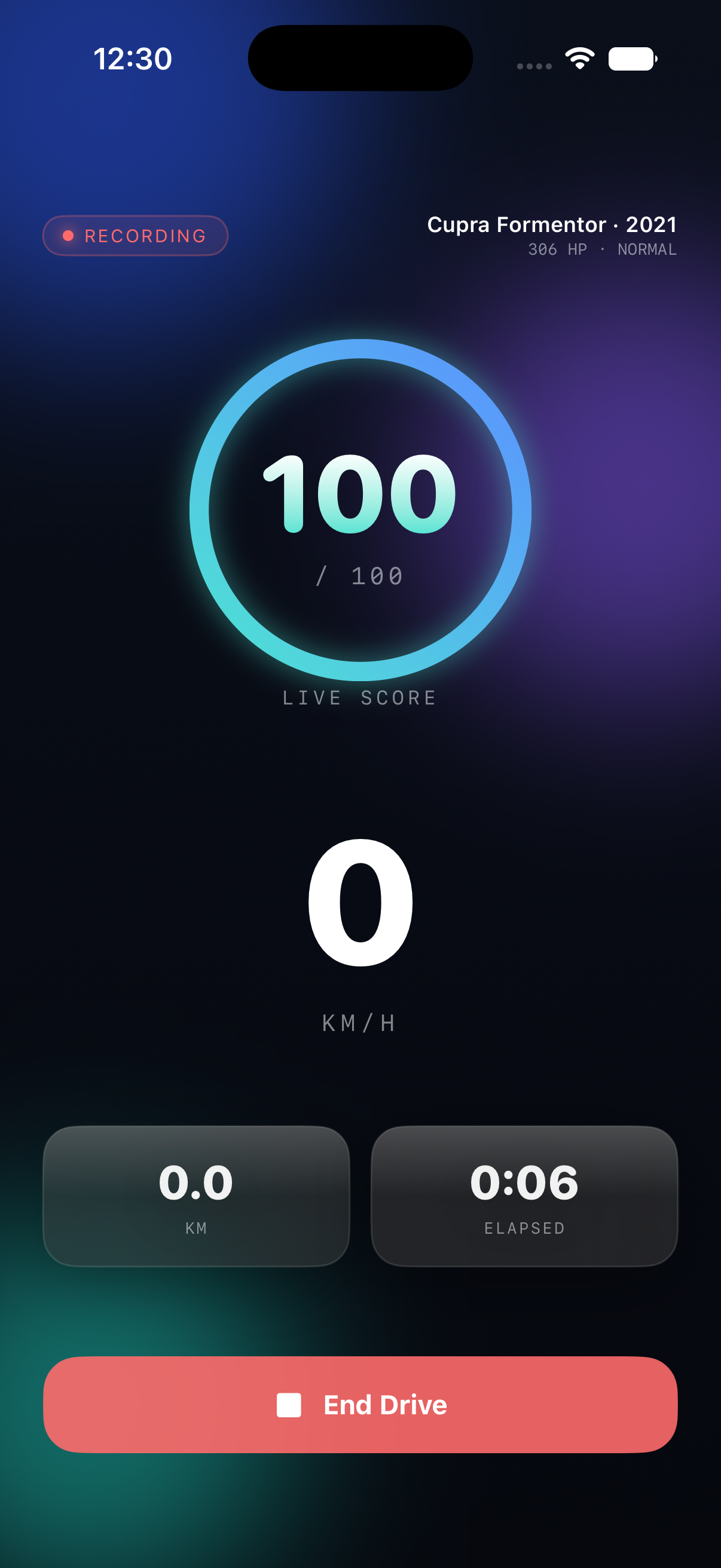 Live drive recording with real-time score